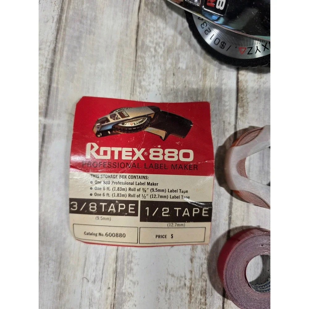 Rotex 880 Professional Label Maker Vintage Handheld Embosser with Tape Rolls